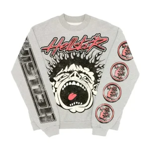 HELLSTAR RECORDS CREWNECK HEATHER GREY