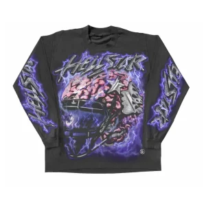 HELLSTAR STUDIOS BRAIN HELMET LONG SLEEVE LS FADED BLACK